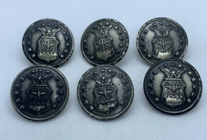 VTG 1940s era US AIR FORCE 13 Star Silver Button Lot (6) L&R Approx. 1” Diameter - Picture 1 of 2