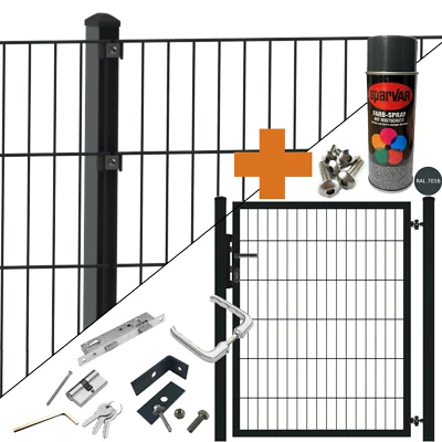 Doppelstabmattenzaun inkl. Toranlage Garten Tor Zauntor Stabmatte Industriezäune - Bild 1 von 4