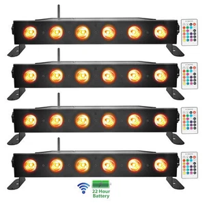 (4) Rockville BEST STRIP 60 Black Rechargeable Wash Light Bars w/Wireless DMX - Picture 1 of 10