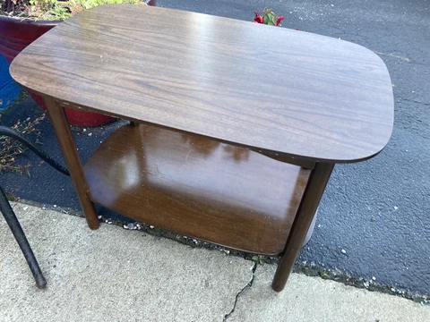 VTG Mid Century Modern 2 Tier End Side Accent Table Hardwood Legs Cover