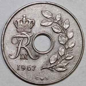 Denmark  1967   CS  25 Ore  Frederik IX-   Foreign Coin  23mm - Picture 1 of 2
