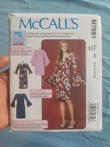 Vestido ajustado McCalls patrón M7681 Ms APRENDE A COSER con cuello y manga opta talla 6-14 - Imagen 1 de 4