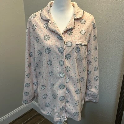 Conjunto de pijama de felpa polar Company Ellen Tracy para mujer talla L rosa gris copos de nieve Foto 1 de 4