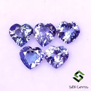 1.87 CTS Natural Tanzanite Heart Shape Cut 5 mm Lot 05 Pcs Faceted Loose Gems - Picture 1 of 3