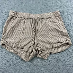 Volcom Shorts Womens Small Beige White Striped Casual Mid Rise Walking Beach - Picture 1 of 6