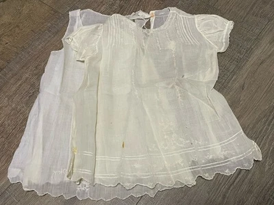 Винтажный 1940-х годов ребенка/ребенка ясельного возраста/куклы ткани батист хлопок платье и скольжения - читать - Изображение 1 из 4