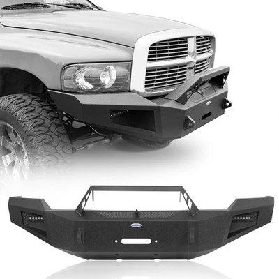 FULL WIDTH WINCH PLATE FRONT BUMPER STEEL FIT DODGE RAM 2500 3500 2003 2004 2005 - Image 1 of 4