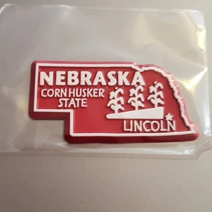 Nebraska Cornhusker State Shaped Refrigerator Magnet Lincoln Red White - Picture 1 of 3