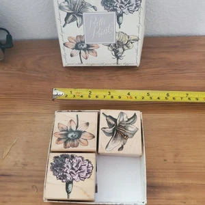 2002 Hero Arts Poetic Prints Flowers blossom 1, 2, 3 set Rubber Stamp - Picture 1 of 3