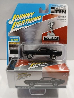 Johnny Lightning 1968 SHELBY COBRA GT-350 w/ Collectible Tin 1:64 Diecast - Blk - Image 1 of 2