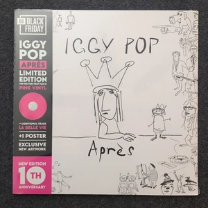 IGGY POP PINK VINYL RSD LP APRES 10th ANNIVERSARY HYPE STICKER MINT BONUS TRACK - Bild 1 von 7
