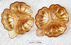 Vintage Jeanette 3-teilige Kleeblatt Süßigkeiten Nuss Schalen, Ringelblume Doric irisierend, Menge 2 - Bild 1 von 5