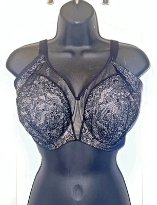Sujetador Elomi Raquel EL4050BLK con aros copa completa con bandas de encaje en negro, talla 34K EE. UU. Foto 1 de 4