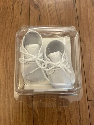 Elegant Baby Christening Shoes Size 2 Size 3-6 Months Shiny White Laces Baptism - Image 1 of 4