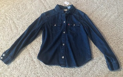 Levis Denim Shirt Red Tab Button Front Long Sleeve  Boys Medium Dark Blue - Image 1 of 4