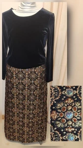 Falda Larga Lurex Brillante Metálica Geométrica Negra Años 70 De Colección*Top de Terciopelo*Ambos Grandes - Imagen 1 de 9
