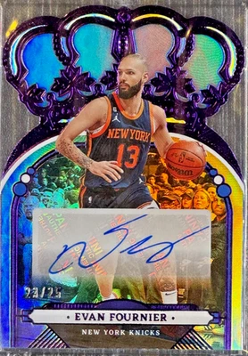 2022-23 Panini Crown Royale Evan Fournier automático púrpura troquelado #23/25 Foto 1 de 3