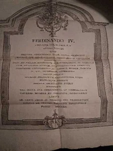 FERDINANDO IV Iscrizione con stemma Regno delle Due Sicilie viaggio 1790 Trieste - Foto 1 di 2