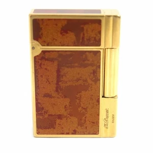 S.T. Encendedor Dupont Gatsby Laca Mármol Brillo Marrón Dorado con Estuche Encendido OK - Imagen 1 de 10