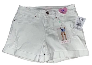 YMI White Denim Jeans Shorts Girls Size 14 - New With Tags - Picture 1 of 9