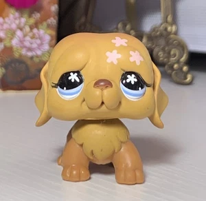 Littlest Pet Shop St. Saint Bernard Puppy Dog Brown Pink Flowers Blue Eyes #481 - Picture 1 of 5