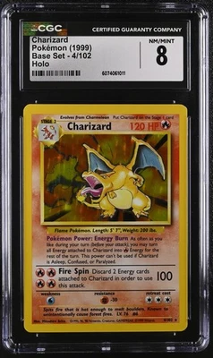 CGC 8 Charizard 1999 Base Set 4/102 Holo Pokemon Card - Image 1 of 2