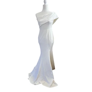 Neu ohne Etikett Asvivid Damen schulterfreies Maxi-Abendkleid Kleid mit einem Ärmel Schlitz M - Bild 1 von 14