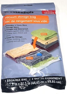 VACUUM STORAGE BAG Large Clear Plastic Zip-Lock w Handle 17.5”x27.5” 1Bag/Pk - Picture 1 of 1