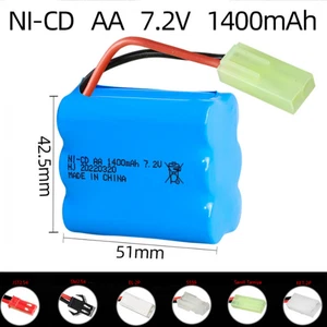Batería recargable 7.2V 1400mAh Ni-Cd AA Mini enchufe Tamiya para coche de juguetes de radiocontrol - Imagen 1 de 16