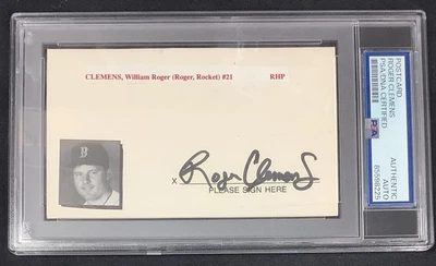 Roger Clemens Signed Index Card Baseball Boston RedSox Vintage Autograph PSA/DNA - Image 1 of 3