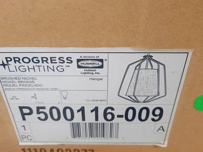 Colgante Progress Lighting P500116 Níquel Hangar Luz Única 20"W *NUEVO* Foto 1 de 4