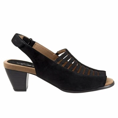 TROTTERS Minnie Black Suede Leather Shoes Wedge Heel Sz 7.5N Peep Toe - Image 1 of 4