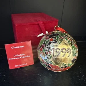 Ornamento Natalizio Cloisonne Palla Oro Da Collezione 1999 Corona Floreale Dillards - Foto 1 di 11