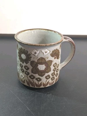 VTG Otagiri Styled Speckled Stoneware Glazed Floral Coffee Mug Cup 3½" - Image 1 of 4