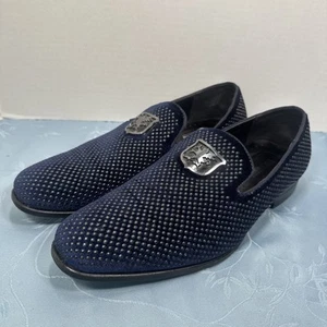 Zapatos de vestir para hombre Stacy Adams Swagger con tachuelas azul marino sin cordones talla 10M - Imagen 1 de 10