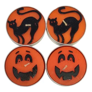 Pumpkin Masters Halloween Candles Set of 4 Jack O Lantern Cat Orange Black 2007 - Picture 1 of 4