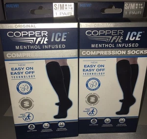 ZWEI (2) COPPER FIT ICE Menthol infundierte Kompressionsstrümpfe Größe S/M HERREN 6-9 W 7-10 - Bild 1 von 2