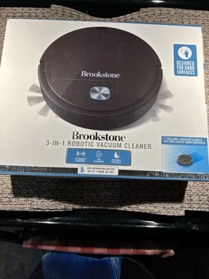 NIB-Brookstone Robotic Vacuum Cleaner 3 In 1 Designed For Hard Surfaces-sweeps - Image 1 of 4