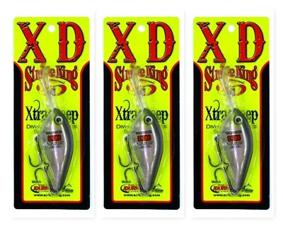 (3) Strike King 8XD 5 1/2" Xtra Deep Crankbaits 1.3 Oz Clearwater Minnow New - Image 1 of 4