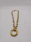 Vintage Chain Necklace 17 Inch Goldtone Chain 1 Inch Circular Brooch