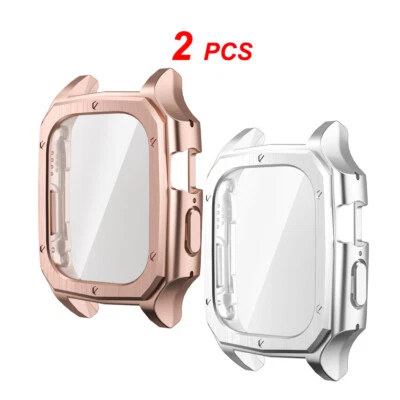 2PCS PC Case+Tempered Film Protector cover For Apple Watch Ultra1 2 49mm Case - Image 1 of 4