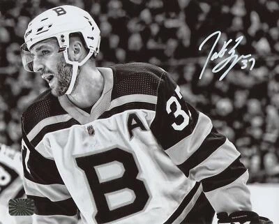 Patrice Bergeron Boston Bruins Signed Autographed Black and White 16x20 Foto 1 de 2
