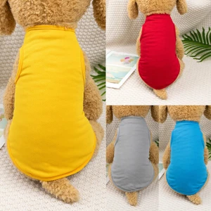 Summer Pure Cotton Dog Shirts Solid Color Blank Bottoming Puppy Shirt Cat Vest - Picture 1 of 16