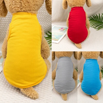 Summer Pure Cotton Dog Shirts Solid Color Blank Bottoming Puppy Shirt Cat Vest - Image 1 of 4