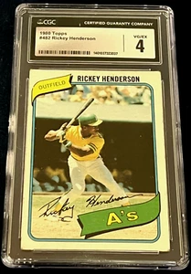 1980 Rickey Henderson Topps CGC 4 Rookie Card - Picture 1 of 2