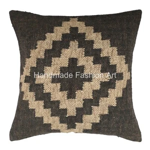 Jute Cushion Cover Home Deco Vintage Handmade Square Kilim Pillow Case 45x45 cm - Picture 1 of 4