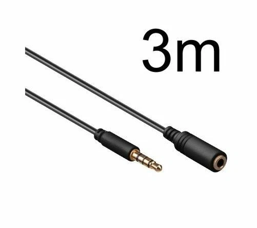3m Audio Verlängerung Headset Kabel für Apple iPhone 3G 3GS 4S 5S 6S schwarz - Bild 1 von 1