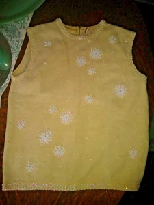 Vintage 1950's wool beaded sweater-HONG KONG-Sz Medium - Picture 1 of 8