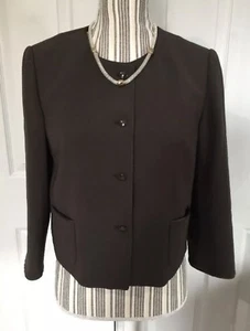 Talbots Petites Women's Size 8 Botton Down Brown Elegant Chic Blazer A-2 - Picture 1 of 12