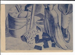 Anti German WWII Postcard Broken German Emblem Being Swept into Dust Pan Cartoon - Picture 1 of 2